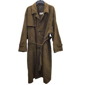 Giorgio Armani Men's Vintage Olive Wool Belted Military‎ Trench Coat Size 42